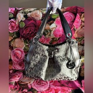Michael Kors Metallic Silver and  Gray Signature Shoulder Bag w/hang tag
